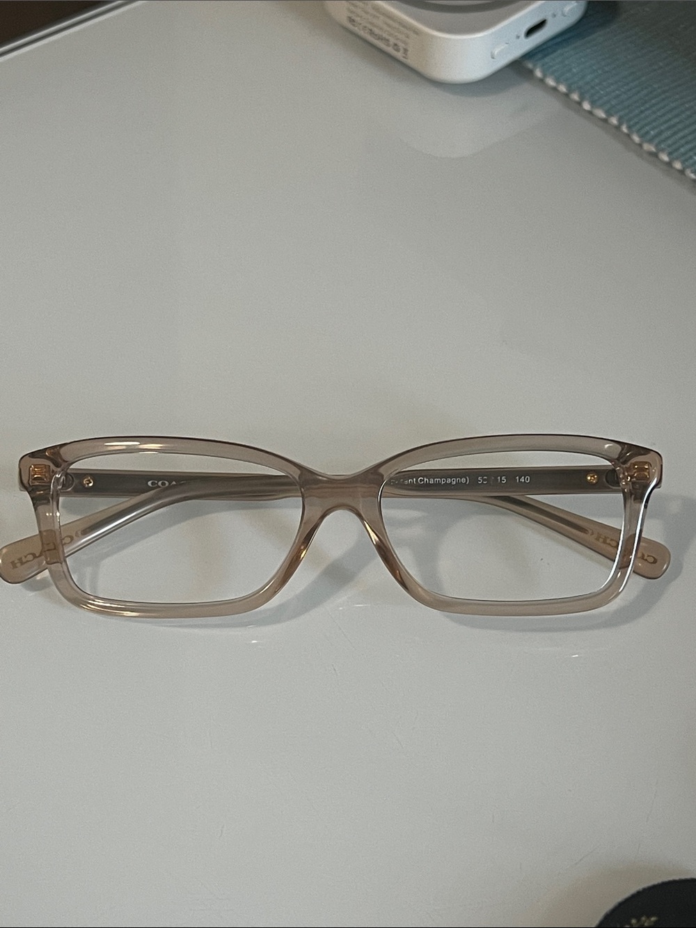Coach Champagne Clear Rectangular Women’s Eyeglass Frames